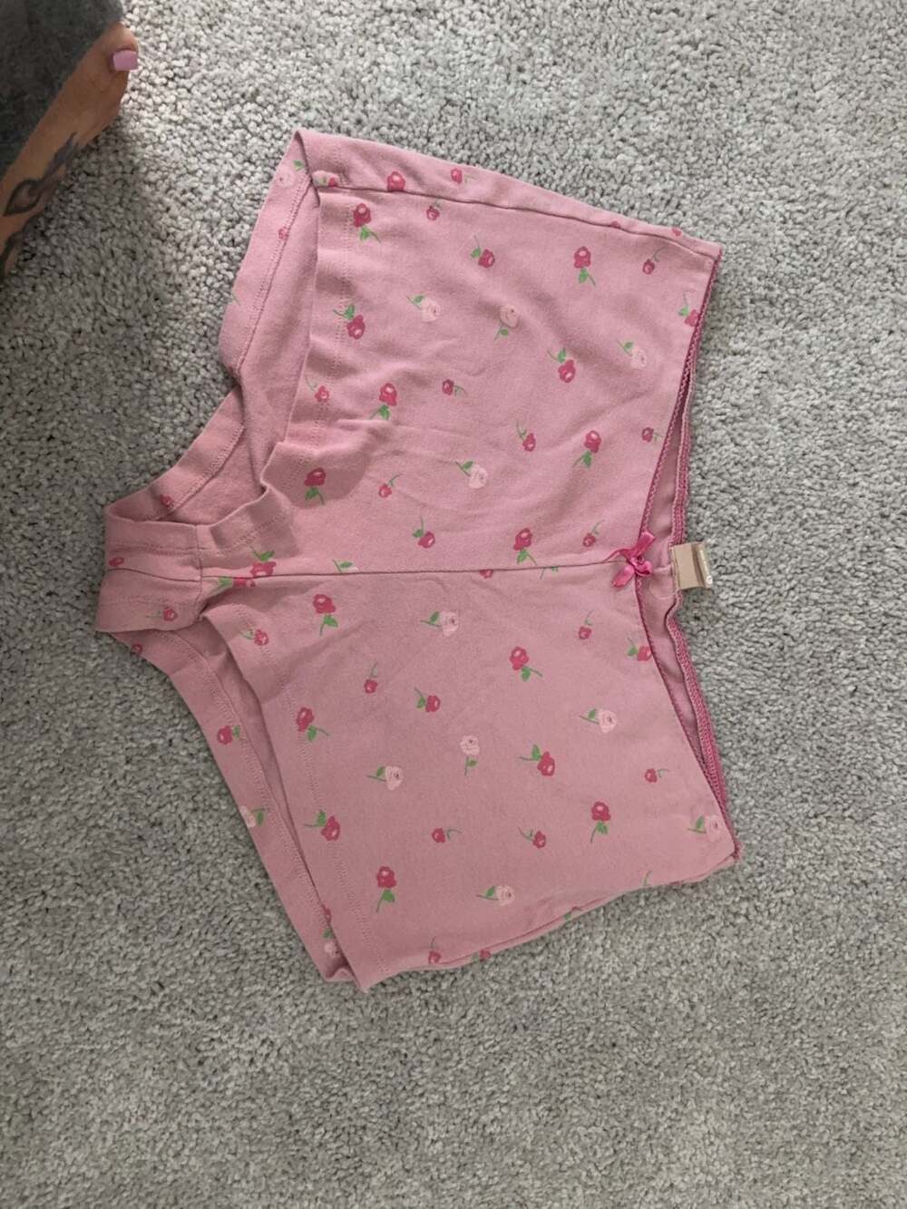 Messy Bun Just Chillin Pink Floral Lounge Shorts Size L